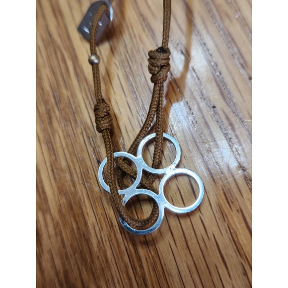 SBDS Cord Charm Bracelet with Silver Tone Connecting Circles & Magnetic Closure - Picture 4 of 7